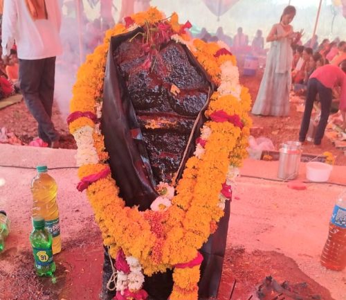 श्रीशनीदेवाची प्राणप्रतिष्ठा पार्डीमध्ये उत्साहात; शेत नांगरतांना आढळून आली होती मूर्ती 